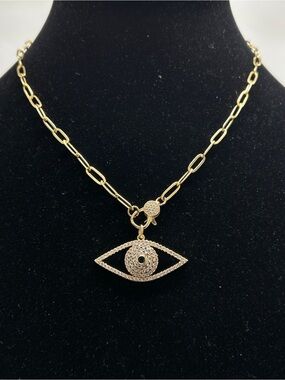 Eye Candy LA, Addison Evil Eye Gold Necklace, Crystals